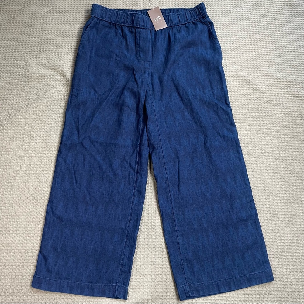 New J.Jill PureJill Indigo Crop Pants Small Womens Dobby Odisha Wash